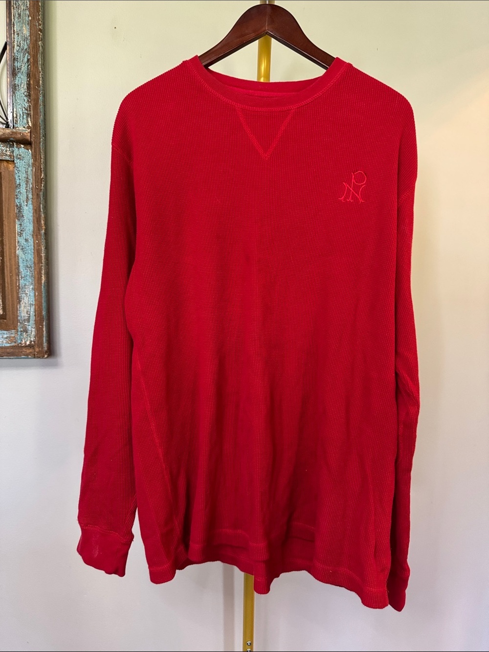 Parish Nation Red Crewneck Waffle Thermal Sweater XXL